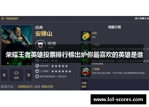 荣耀王者英雄投票排行榜出炉你最喜欢的英雄是谁